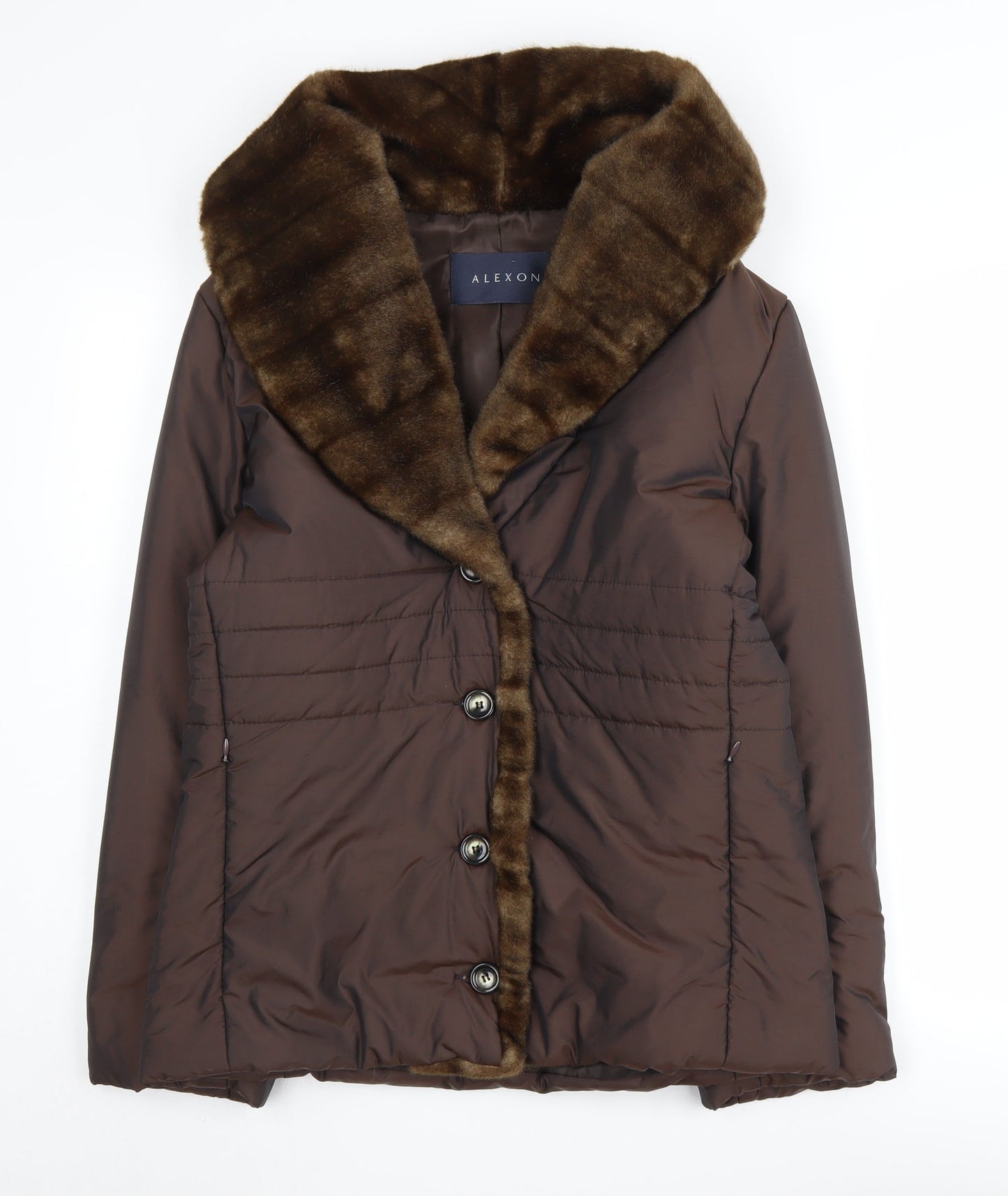 Alexon Women's Brown Puffer Jacket Size 10 Fur Trim
