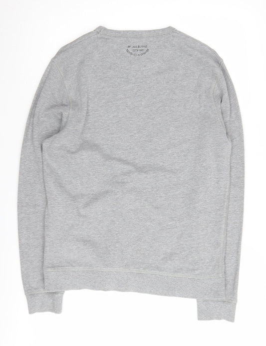 Jack & Jones Men's Grey Crew Neck Logo Sweatshirt S