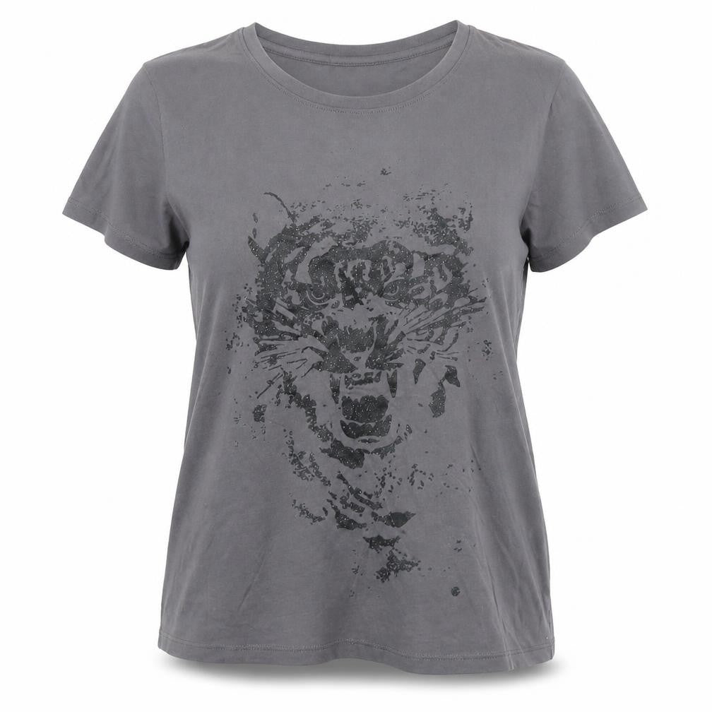 Yush Women’s Grey Animal Print T-Shirt XL Casual