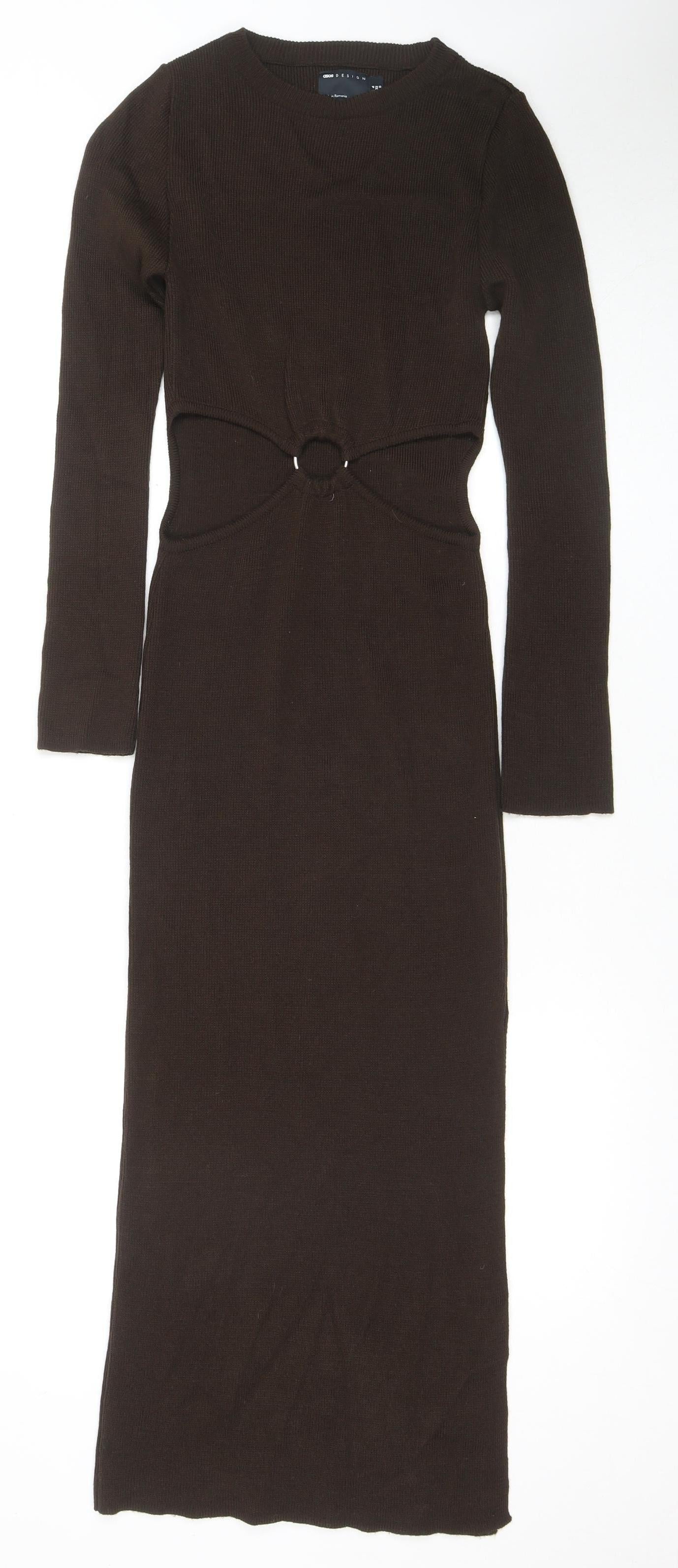 ASOS Women's Brown Midi Bodycon Dress Size 4