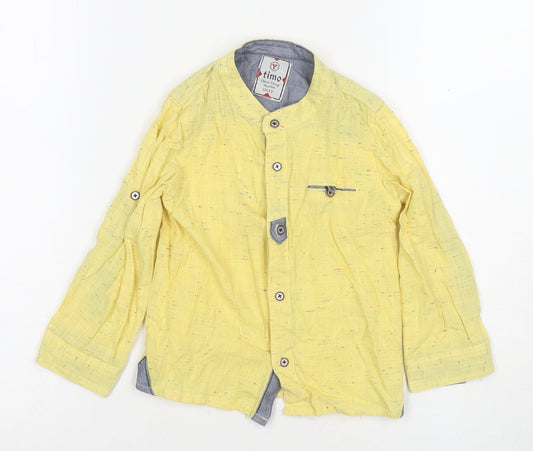 Timo Boys Yellow Button-Up Shirt, Size 11, Cotton, Long Sleeve