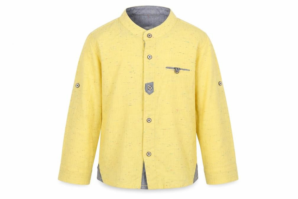 Timo Boys Yellow Button-Up Shirt, Size 11, Cotton, Long Sleeve