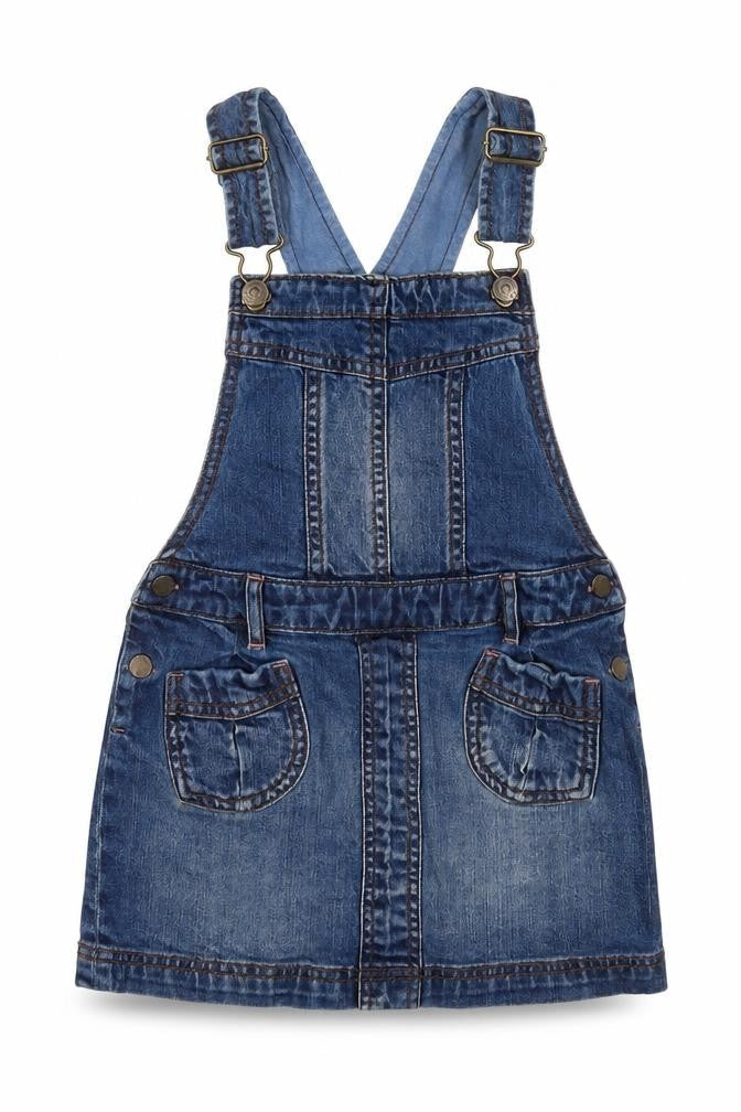 FatFace Girls Blue Denim Dungaree Pinafore Dress 4-5 Years