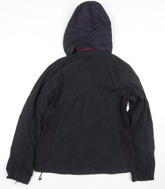 Regatta Women's Black Hooded Rain Coat Jacket Size 12