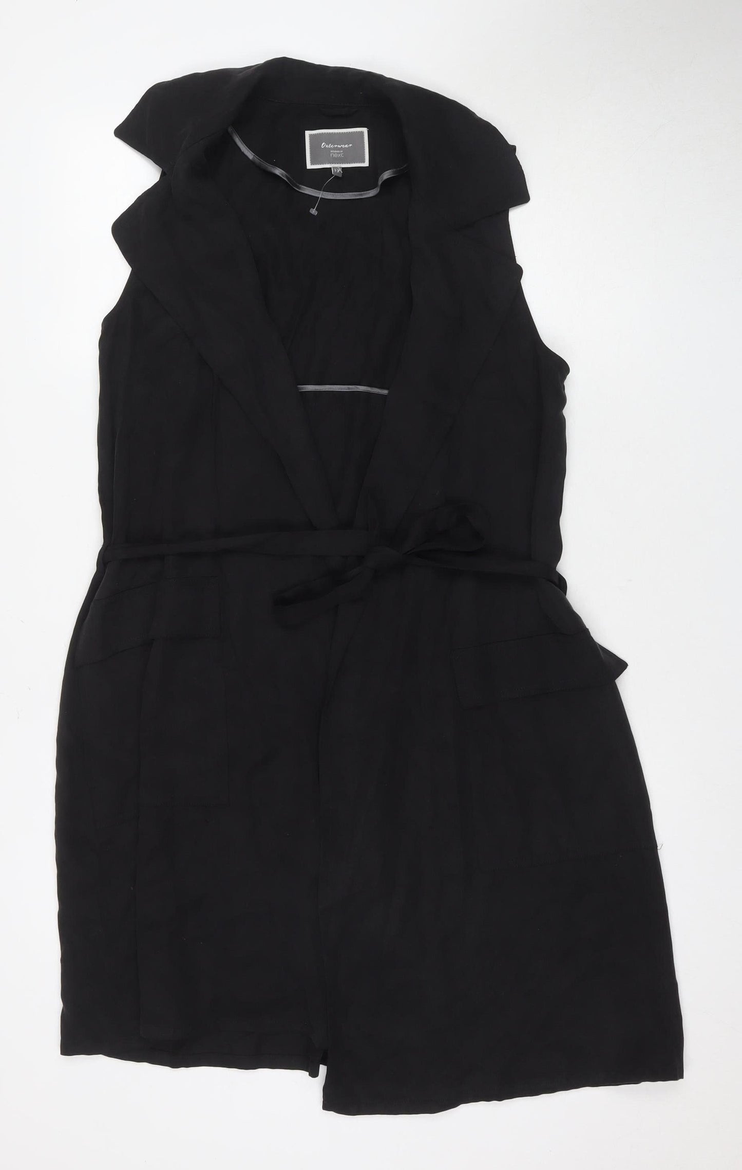 Next Women's Black Waistcoat Size 12 Belted Sleeveless