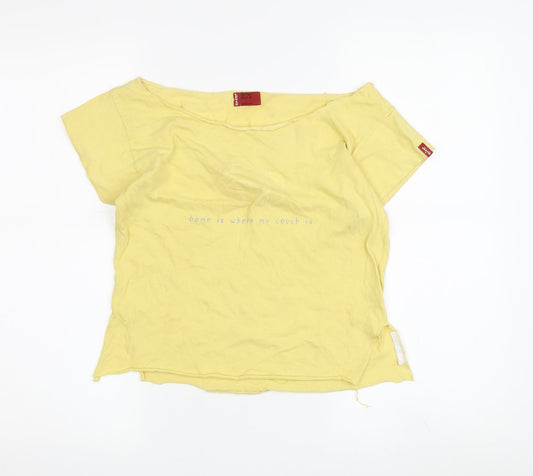 Levi's Girls Yellow Cotton T-Shirt, M, Casual Spring Top