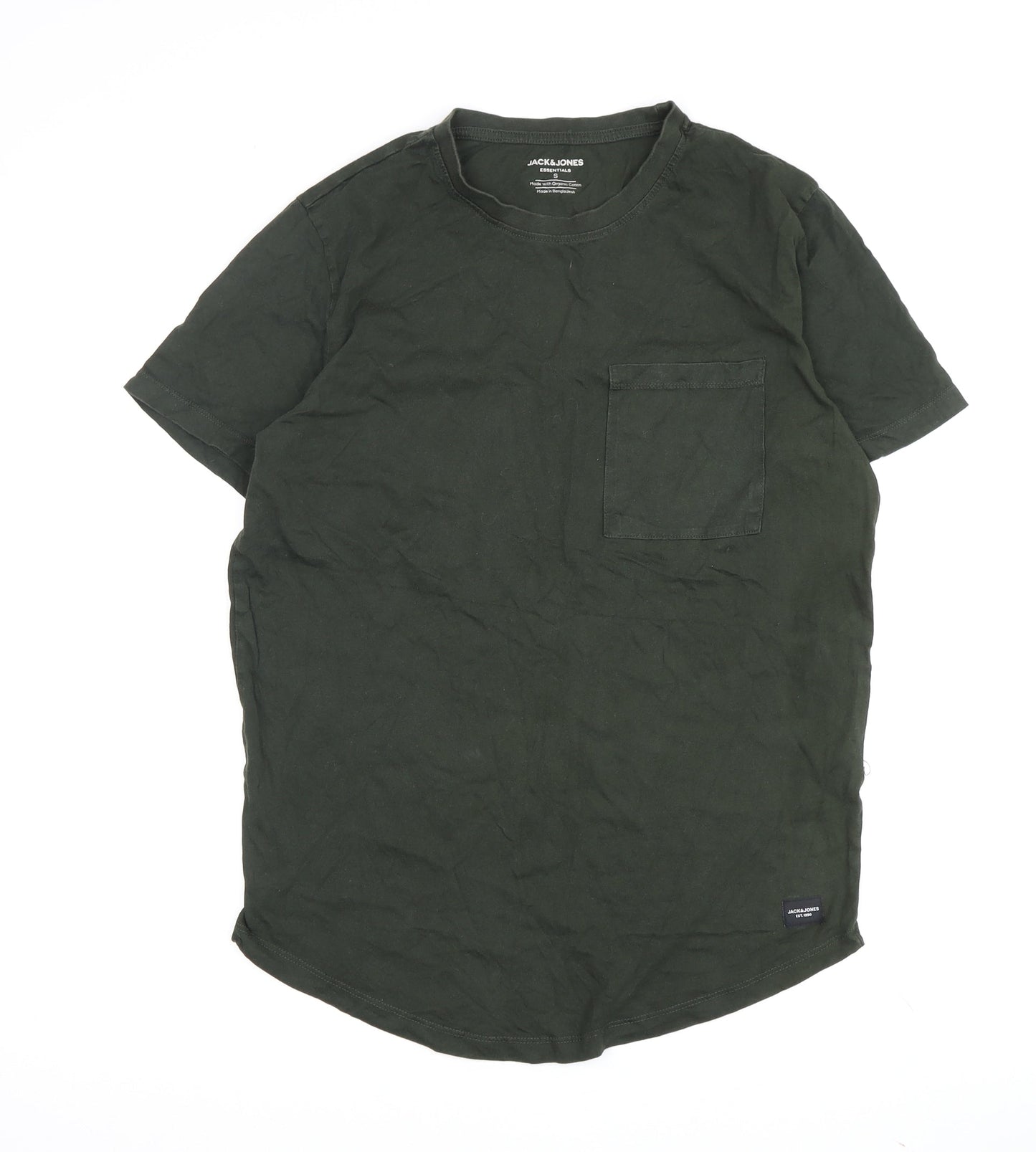Jack & Jones Men's Green Crew Neck T-Shirt, Size S