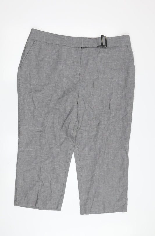 Women's Grey Cropped Trousers, Size 18, Belted