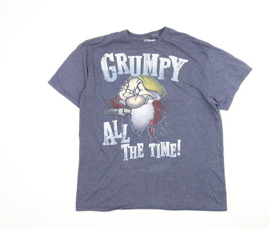 Disney Men's Blue Grumpy Cartoon T-Shirt Size L