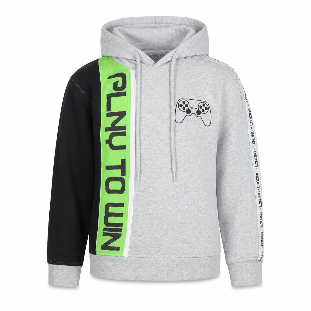 City Comfort Boys Grey Black Gaming Hoodie 7-8 Years