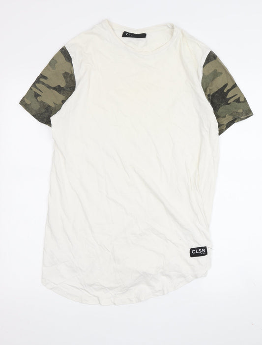 Closure London Men's Beige Camouflage Sleeve T-Shirt M