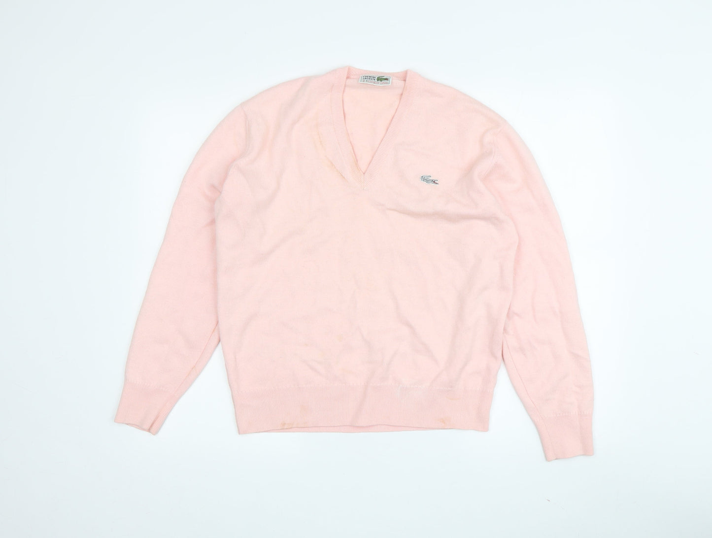 Lacoste Women's Pink V-Neck Pullover Jumper Size 6