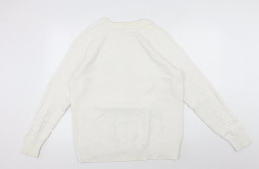 GAP Women's White Cable-Knit Pullover Jumper XL