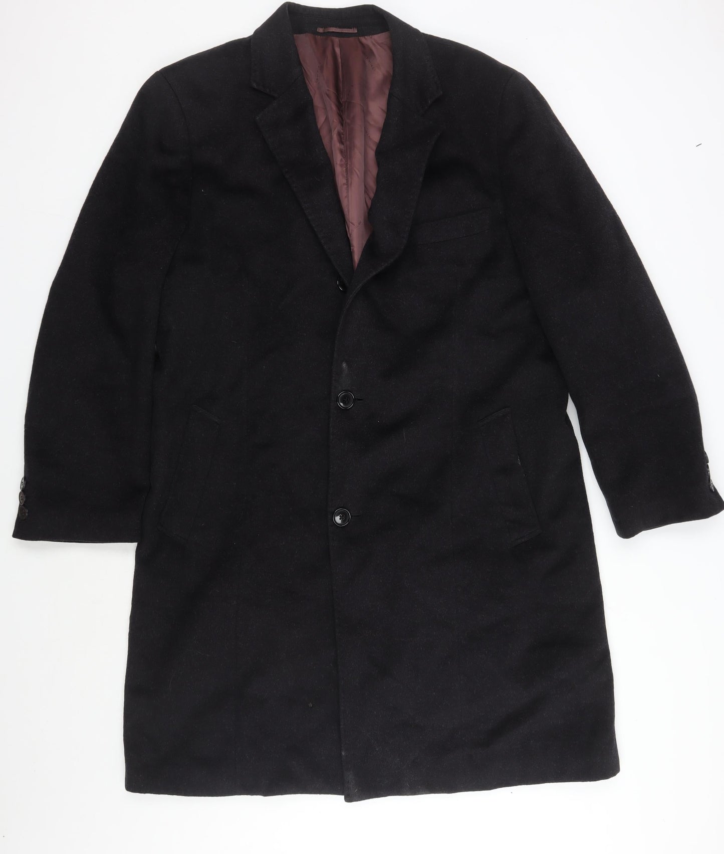 Pierre Cardin Men's Black Wool Cashmere Overcoat 42