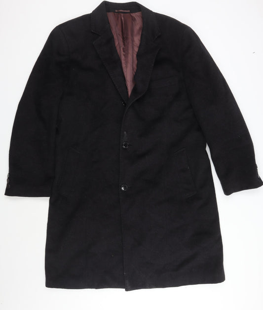 Pierre Cardin Men's Black Wool Cashmere Overcoat 42