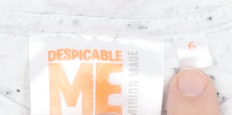 Despicable Me Teens White T-Shirt Size 6 Minions Crew Neck