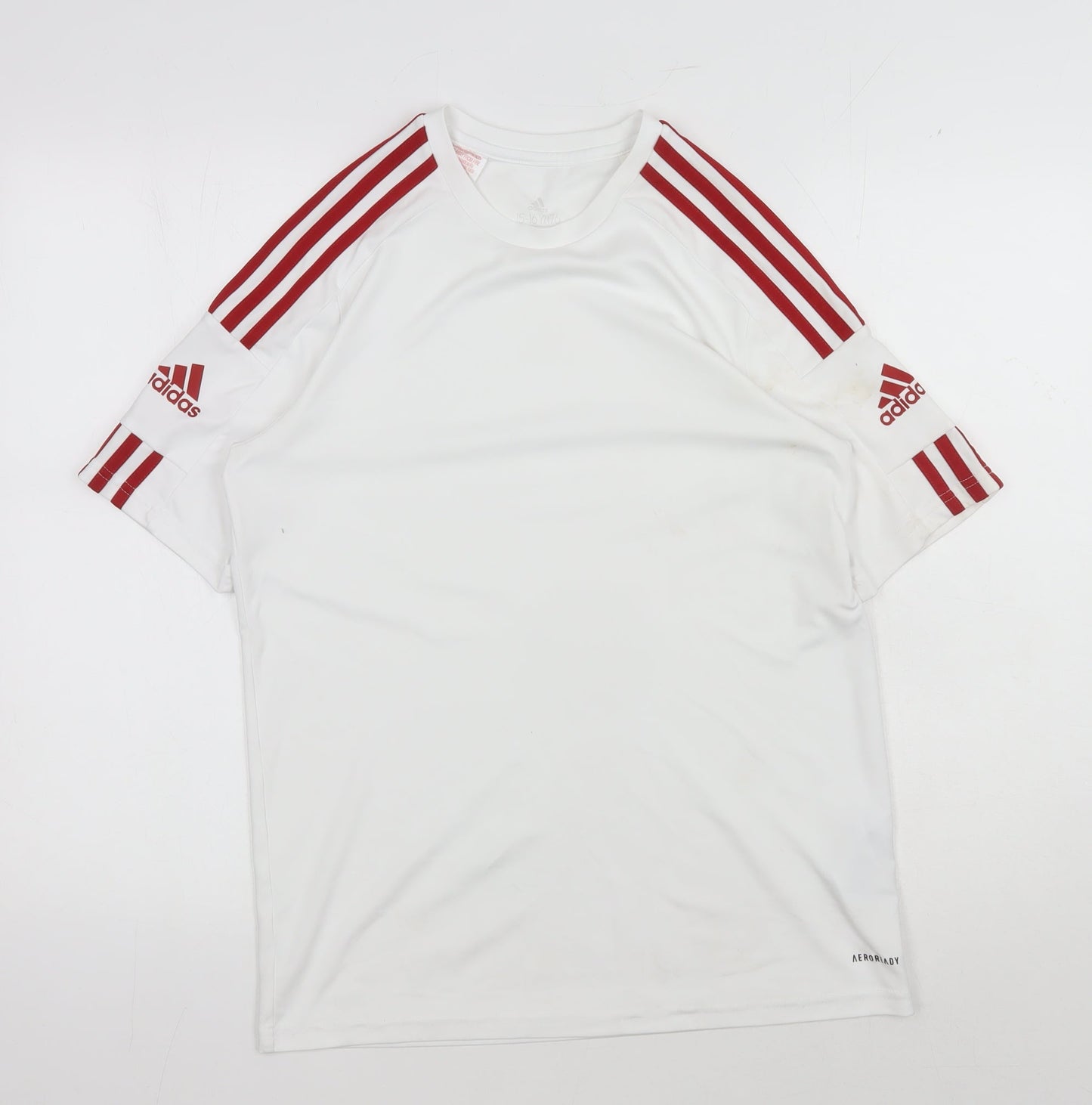Adidas Boys White Football Jersey, Size 16, Athletic Fit