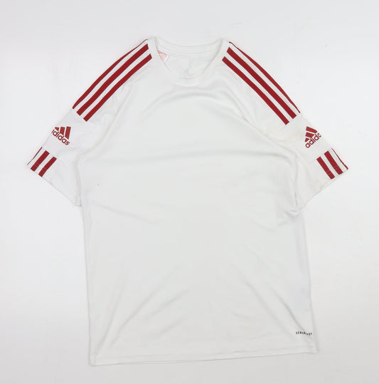 Adidas Boys White Football Jersey, Size 16, Athletic Fit