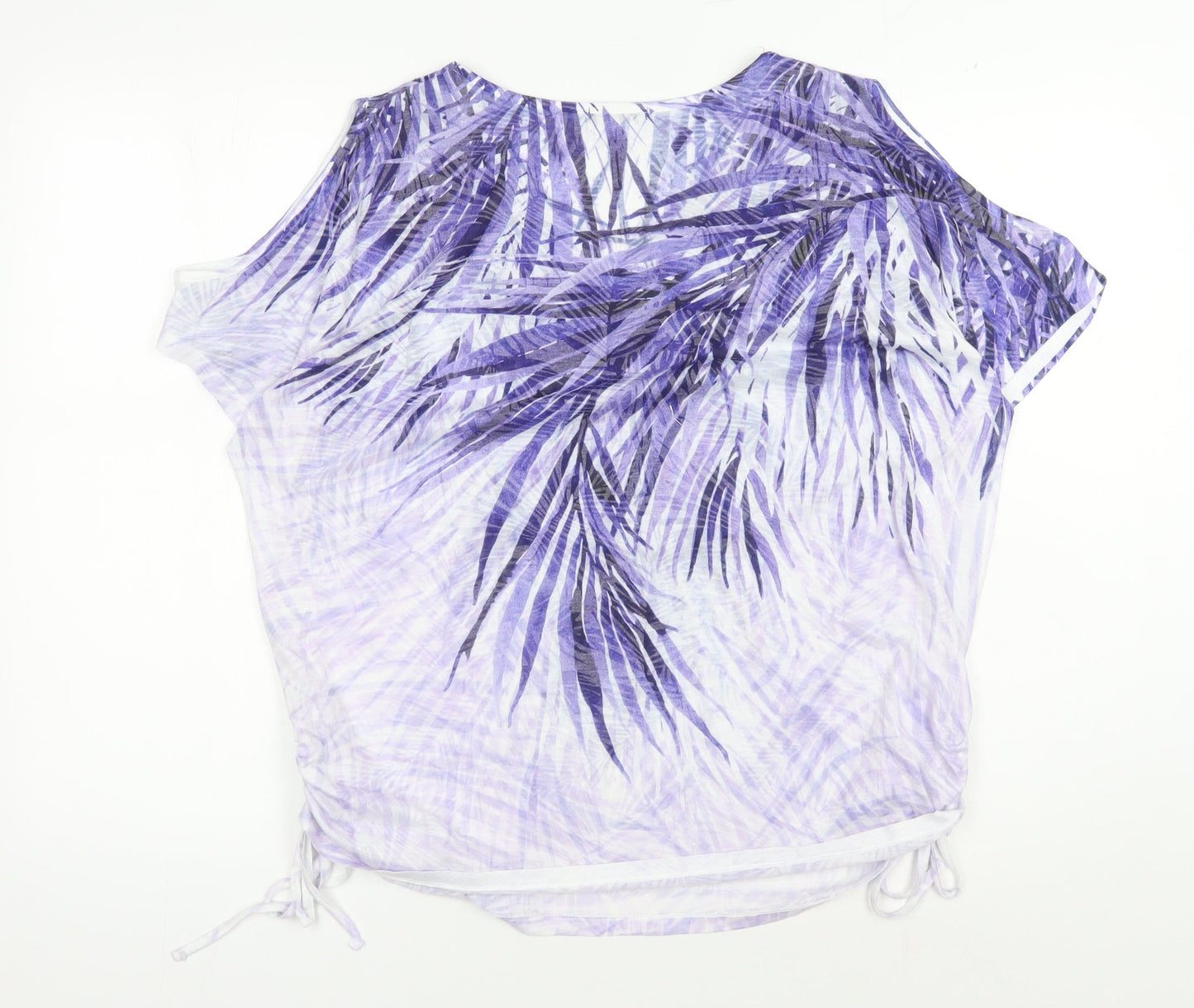 Roman Women's Purple Palm Print Tunic Blouse, Size 18