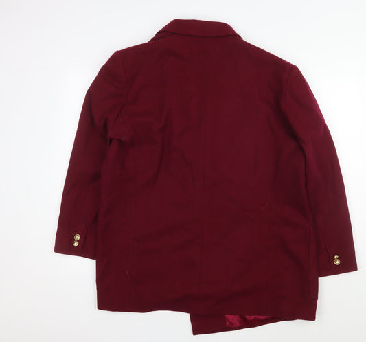 H Collection Women's Red Wool Cashmere Coat Size 18