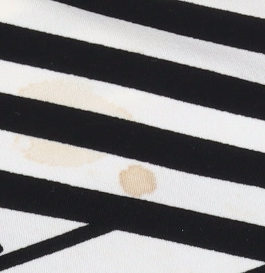 Roman Women's Black Striped Blouse, Size 16, Short Sleeve