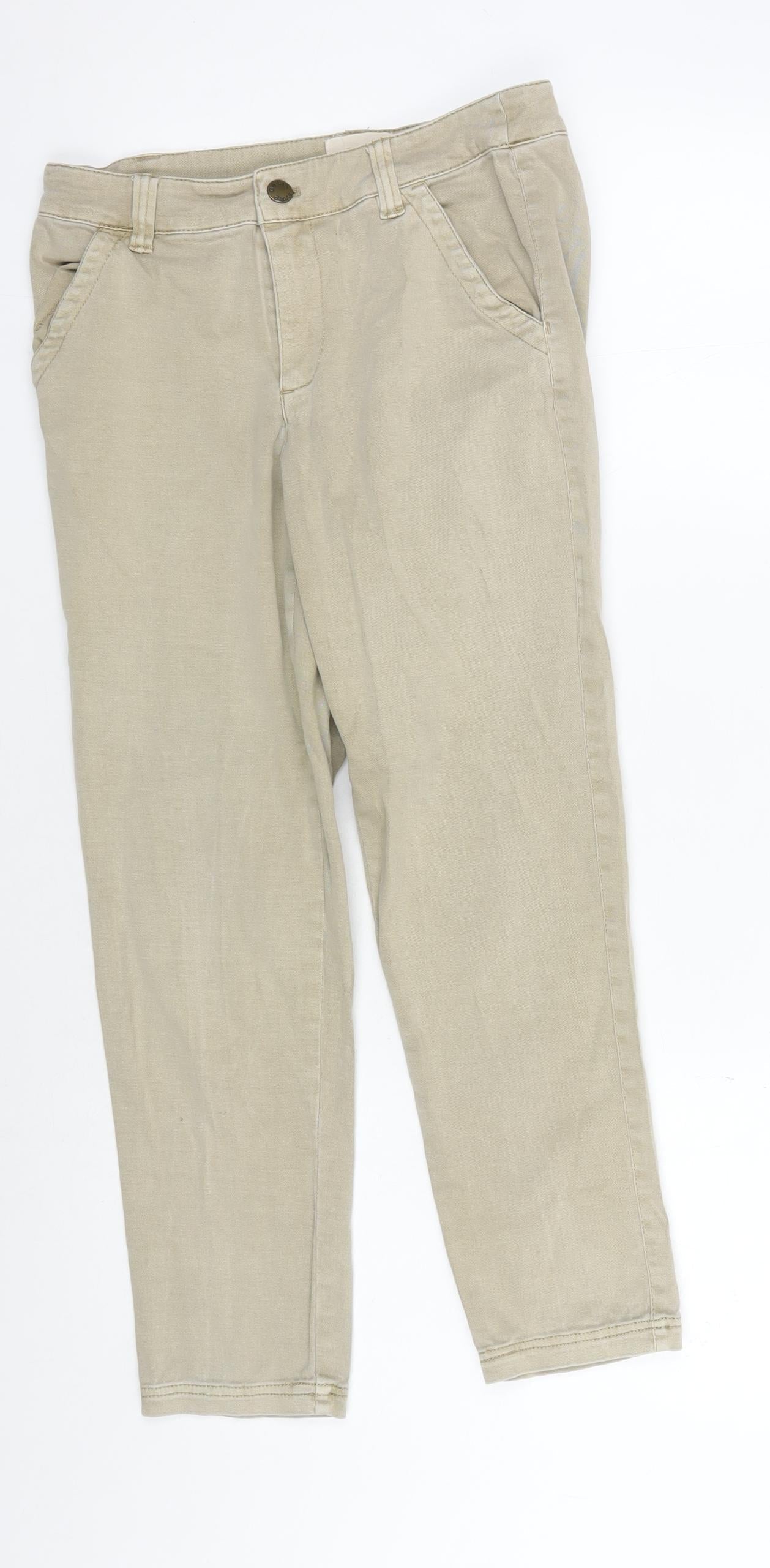 Oasis Women's Beige Chino Trousers Size 8 Straight Fit