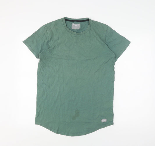 Hollister Men's Green Longline T-Shirt, Size S, Crew Neck