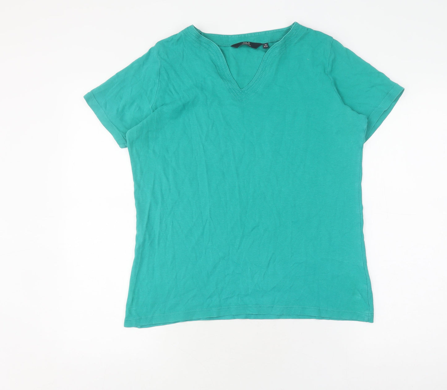 ISLE Essentials Women's Green V-Neck T-Shirt Size 14