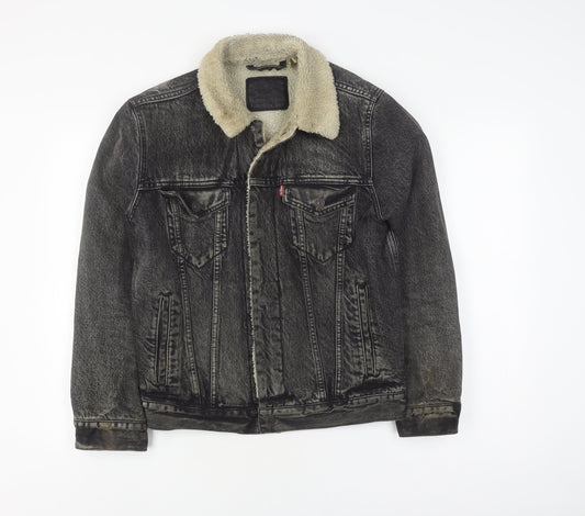 Levi's Men's Black Denim Jacket, Size S, Warm Lined
