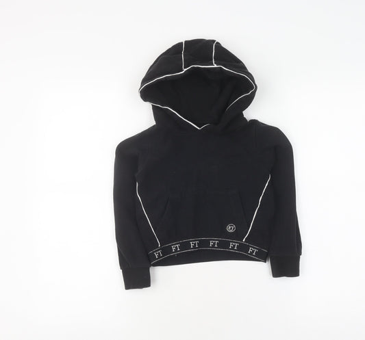Firetrap Girls Black Pullover Hoodie 6-7 Years Cotton