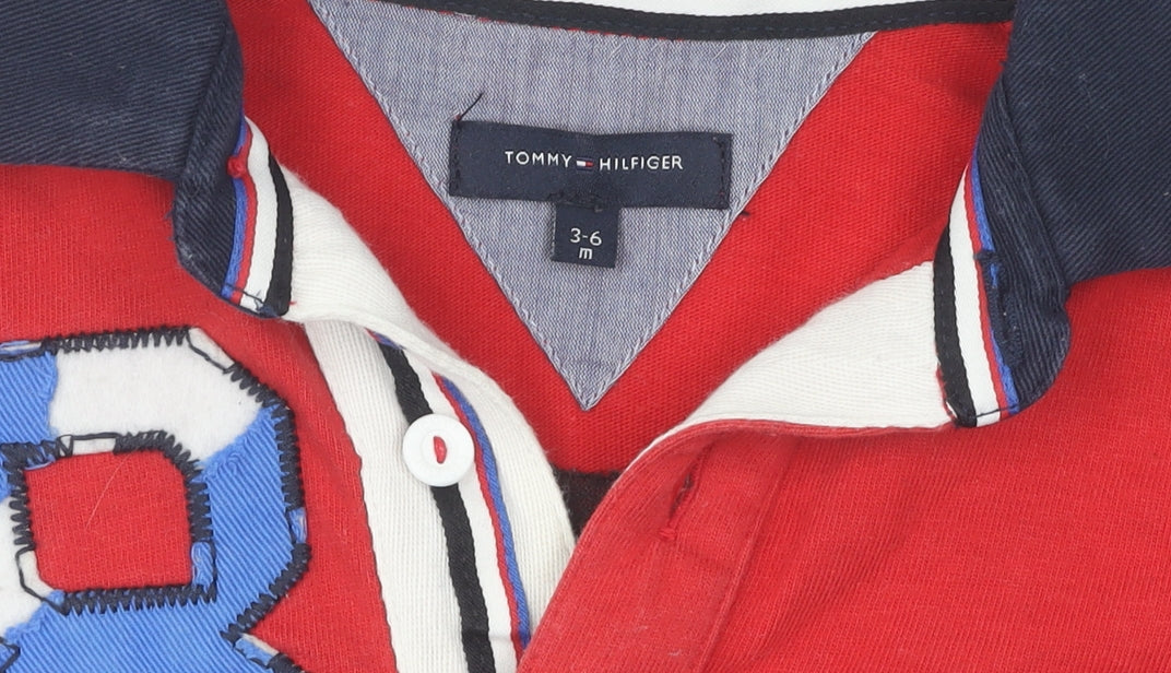Tommy Hilfiger Boys Red Polo 3-6 Months Long Sleeve Top