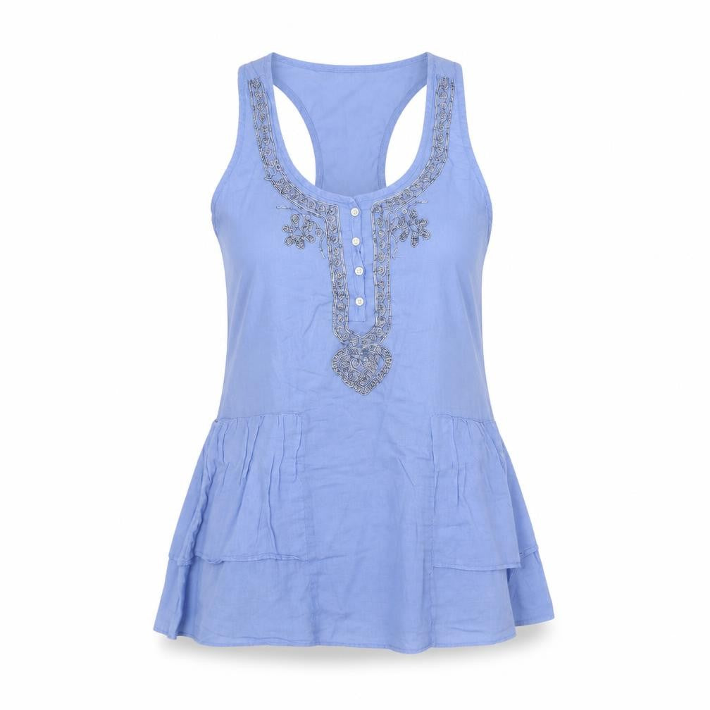 Womens UK Size XS Banana Republic Blue Cotton Tank