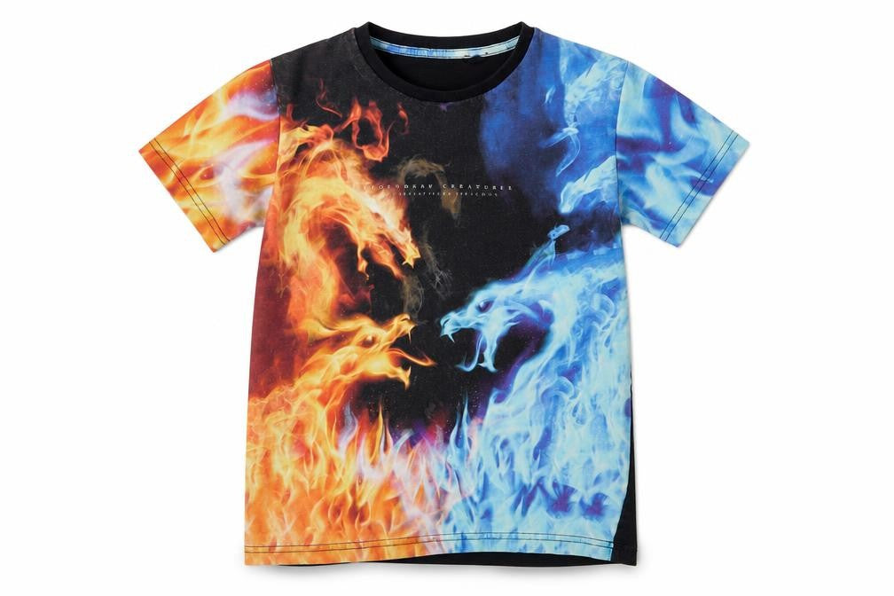 Next Boys Multicoloured Fire and Water Graphic T-Shirt, Size 8