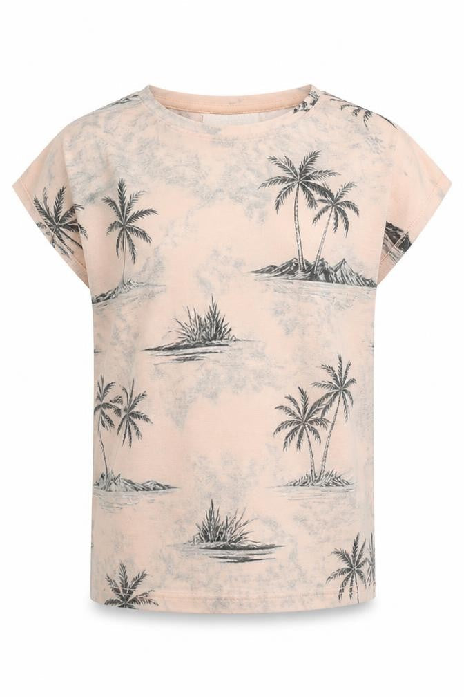 Front view of Gap girls’ ivory floral t-shirt, 5 years, long sleeve