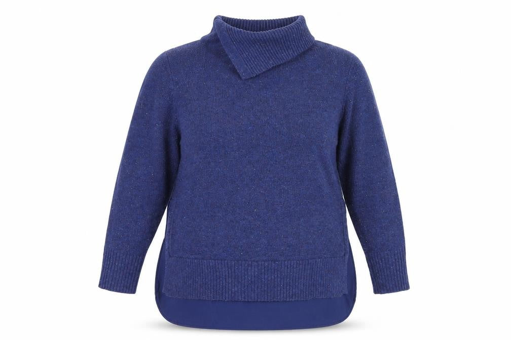 Monsoon Women's Blue Wool Blend Roll Neck Pullover Jumper L