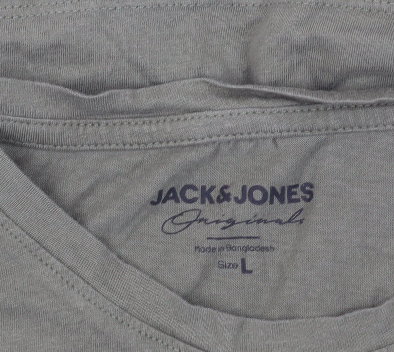 Jack & Jones Men's Green Cotton T-Shirt Size L