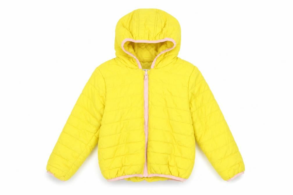 Front view of Marks & Spencer girls’ yellow puffer jacket 6-7 years