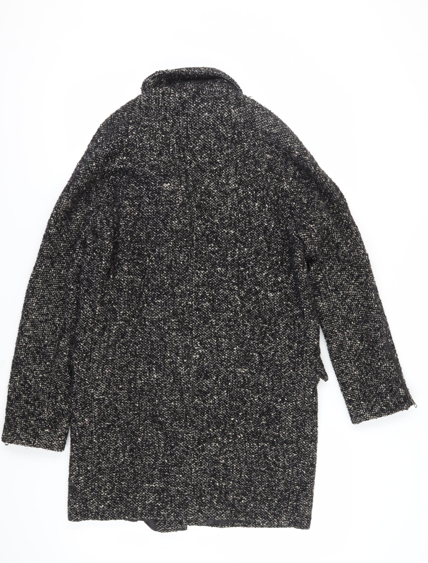 Warehouse Women's Black Mid-Length Tweed Coat Size 12