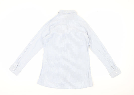 White Stuff Women's Blue Striped Button-Up Shirt Size 8