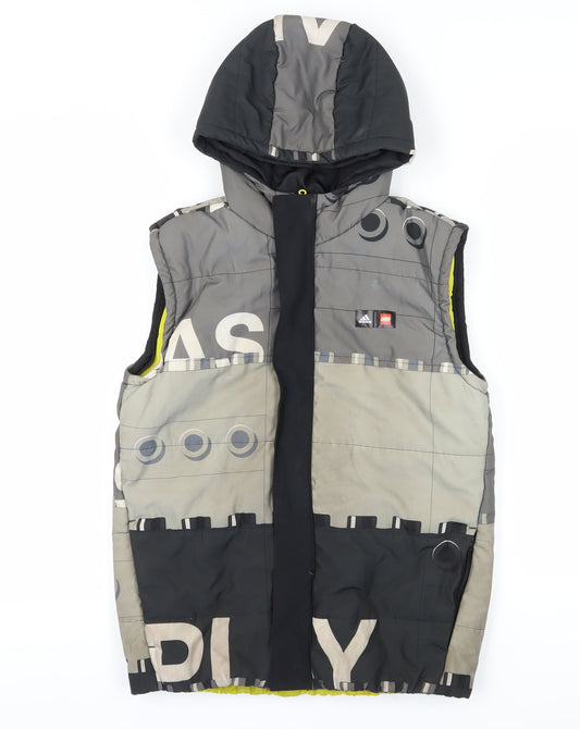 Adidas Boys Black Grey Puffer Jacket 12 Years Lego Hooded