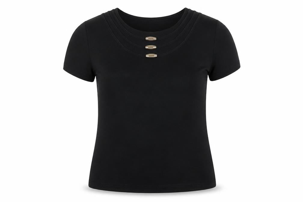 Anna Maria Women's Black T-Shirt Size 16 Round Neck