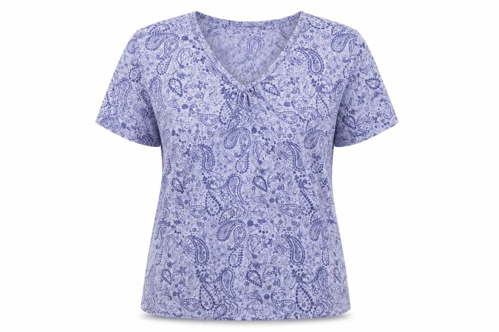 Isle Women's Blue Paisley T-Shirt, L, Classic Casual