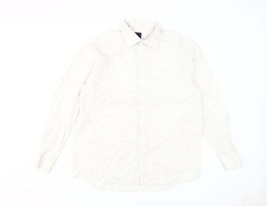 Daniel Hechter Mens White Check Dress Shirt 16.5