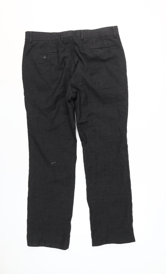 Calvin Klein Men's Black Wool Trousers, Size 52