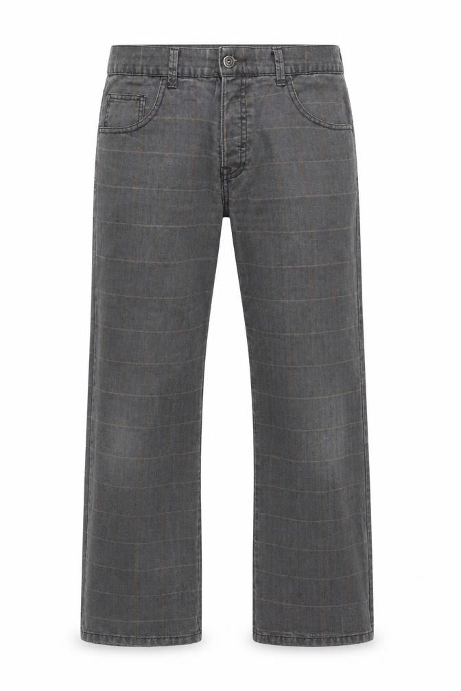 Next Grey Check Straight Jeans Men 36