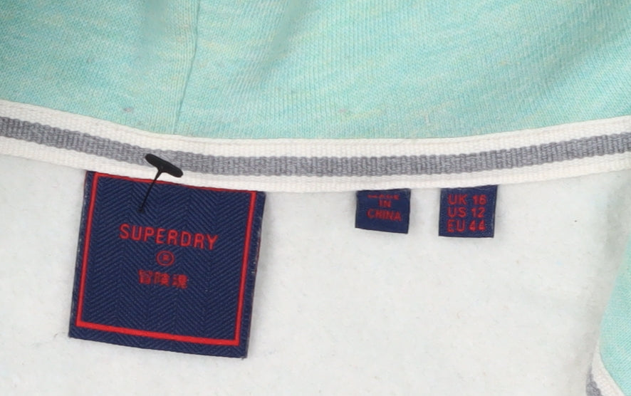 Superdry Women's Green Full Zip Hoodie Size 16