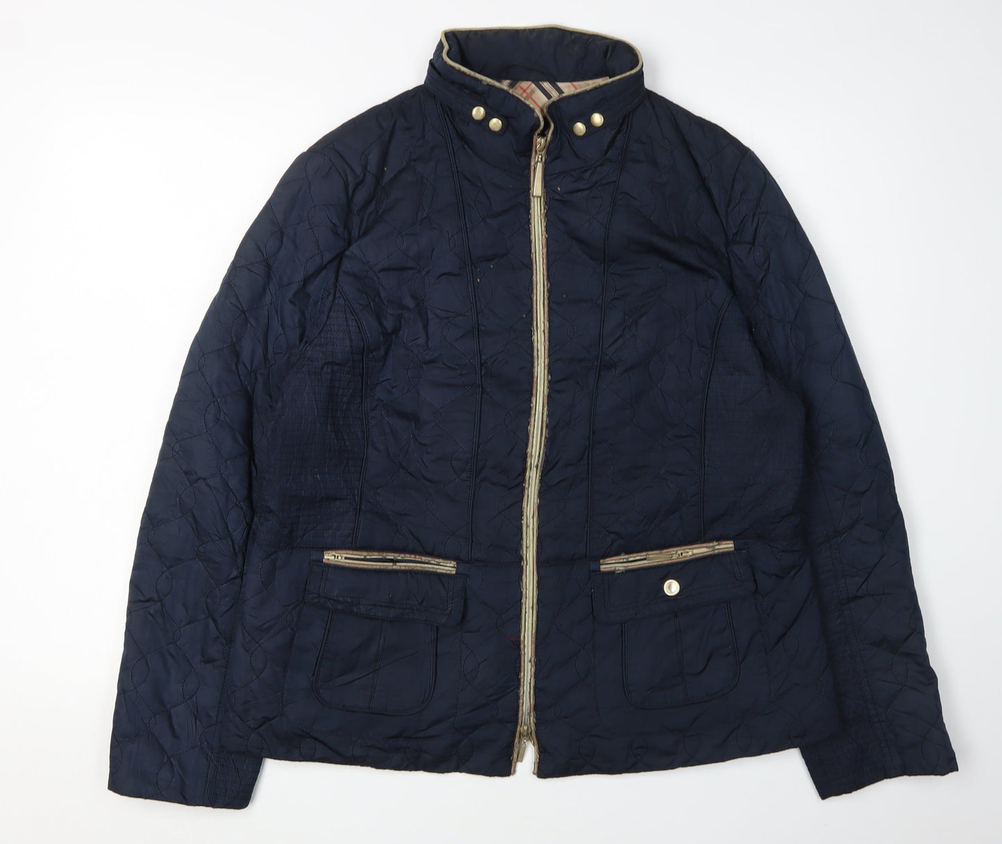 Gerry Weber Women's Blue Quilted Jacket Size 16 Casual