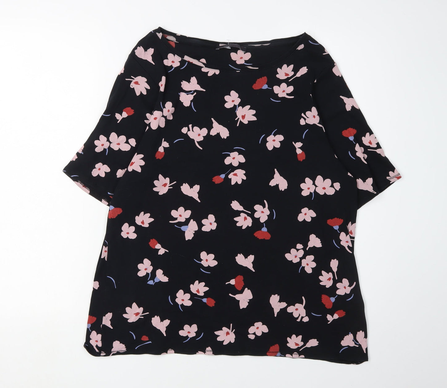 Marks and Spencer Women's Black Floral Blouse, Size 20