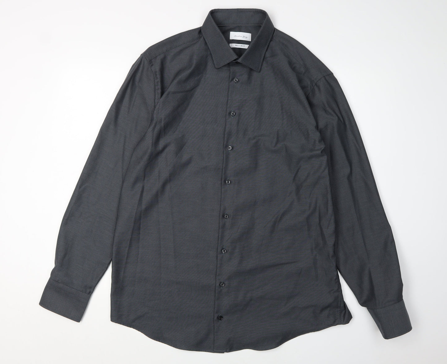 Christian Berg Men's Black Regular Fit Dress Shirt