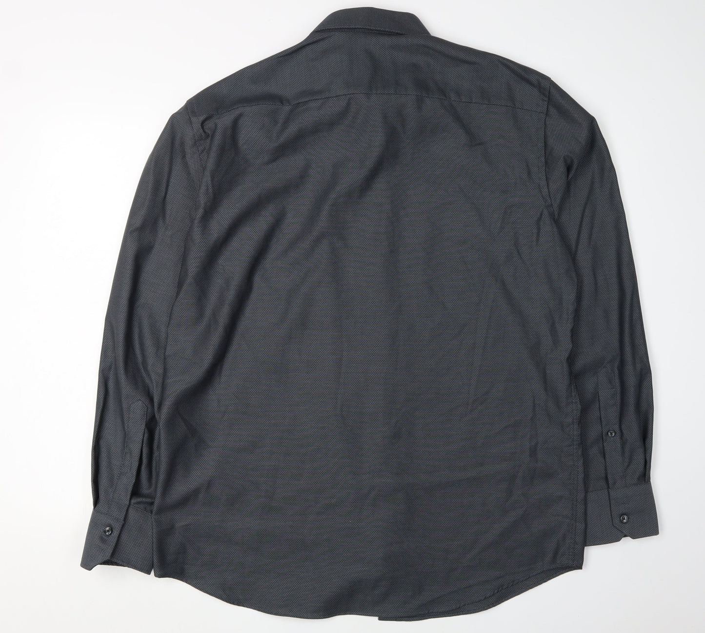 Christian Berg Men's Black Regular Fit Dress Shirt